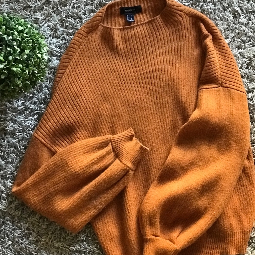 Forever21+ mock neck sweater (camel)
